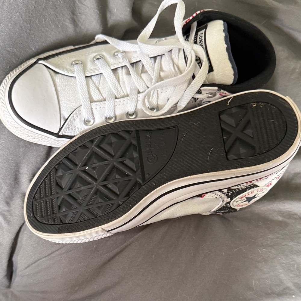 Converse White and Black High-Top Sneakers - Picture 3 of 3